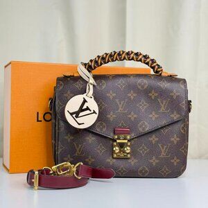 Louis Vuitton Monogram Canvas Metis Shoulder Bag Crossbody with Purple Strap